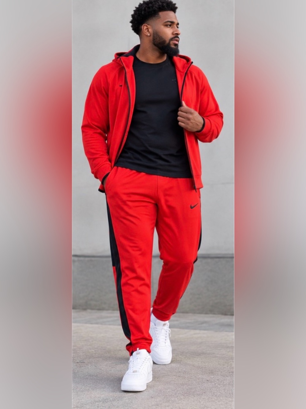 Nike Dri-FIT Red Black Tracksuit Set Jacket XXL Pants 3XL Men’s Athletic